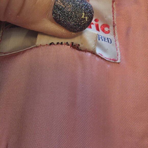 VINTAGE HAND STITCHED DOUBLE-BREASTED WOOL FEEL PINK COAT. WOMENS SMALL - Picture 16 of 16